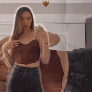 Zara Brown Corset Cropped Top